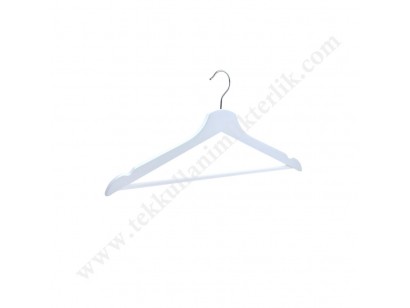 Beyaz Barlı Elbise Askısı